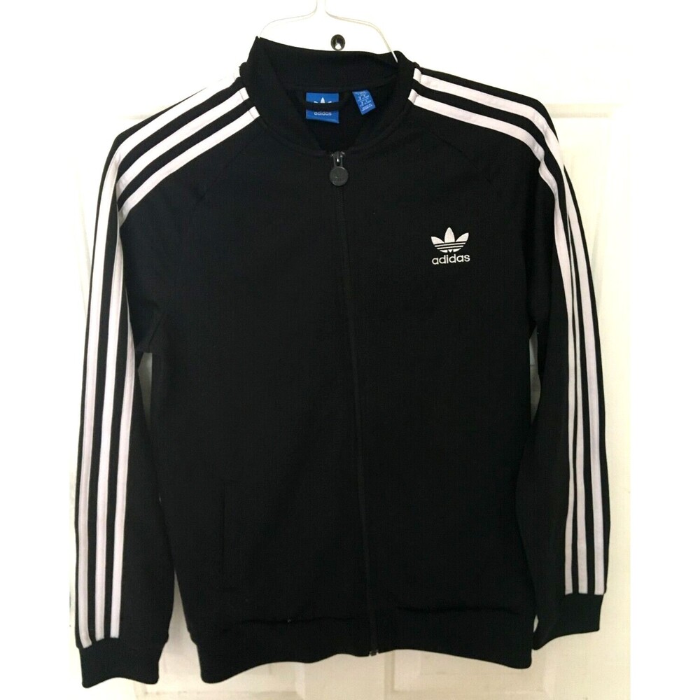 adidas Black Jacket with White Stripes Kids